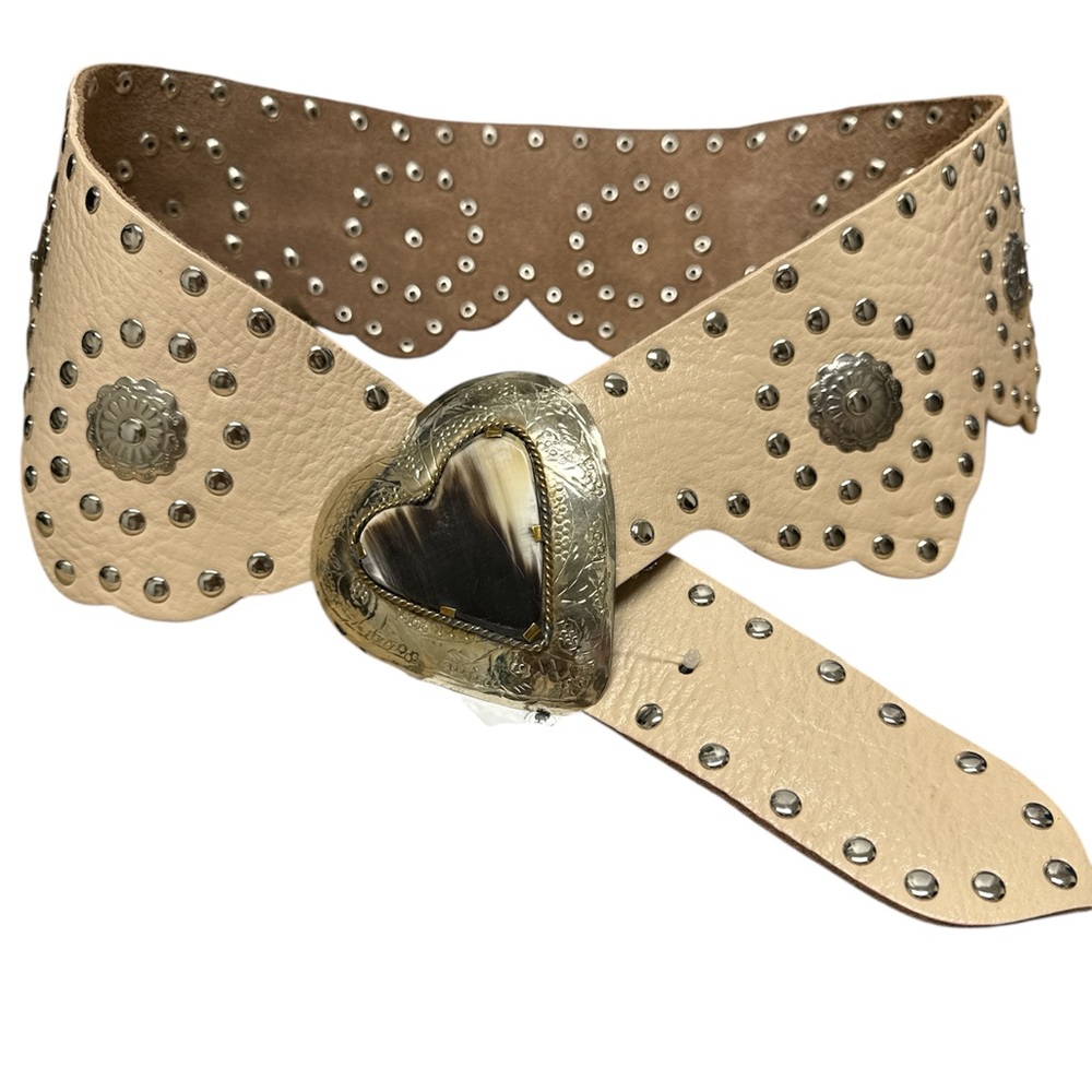 NEW NET Free People Wildheart studs Perla white and black tan belt S M